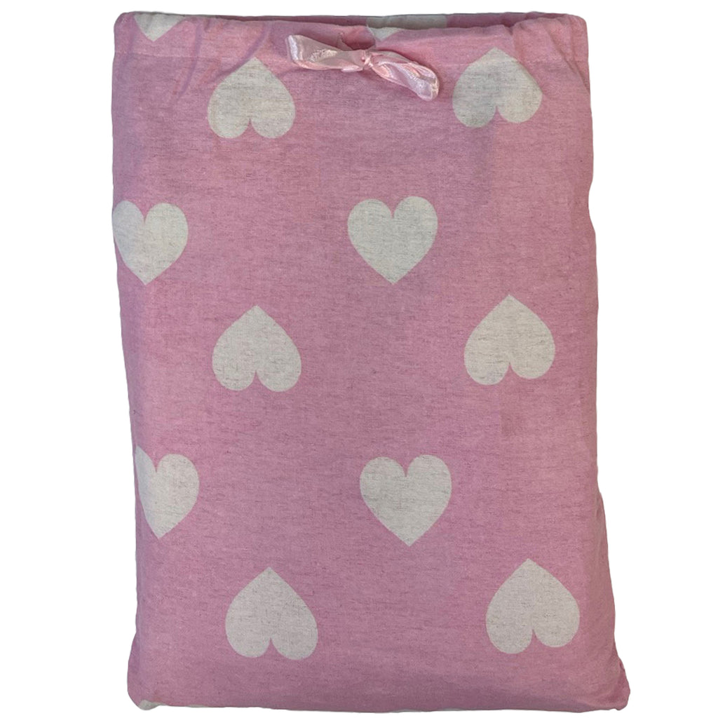 Pink Heart Print Flannelette Wincey PJs Pyjama Set 100% Cotton PLUS SIZE