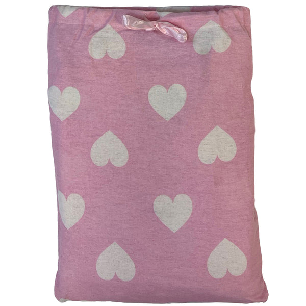 Pink Heart Print Flannelette Wincey PJs Pyjama Set 100% Cotton PLUS SIZE