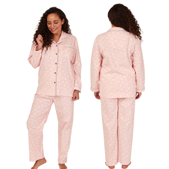 Blue Check Tartan Flannelette Wincey PJs Pyjama Set 100% Cotton
