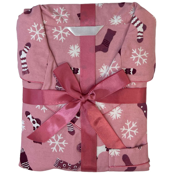 Pink Winter Print Flannelette Wincey PJs Pyjama Set 100% Cotton PLUS SIZE