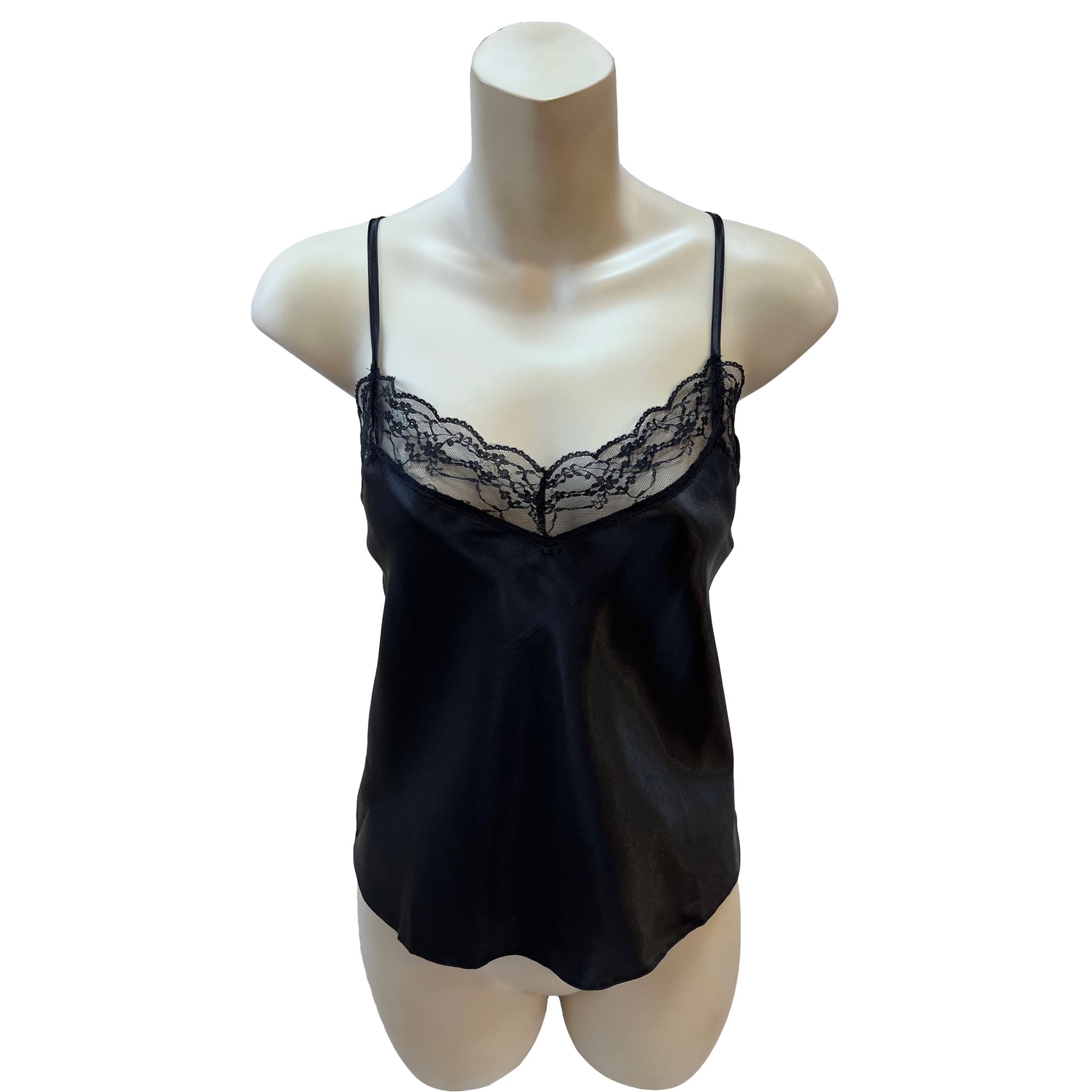 Black Sexy Satin Lace Cami Camisole Vest Top Negligee Lingerie – Just For  You Boutique®