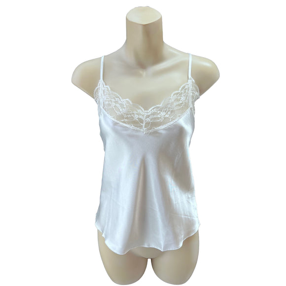 Ivory White Sexy Satin Lace Cami Camisole Vest Top Negligee Lingerie
