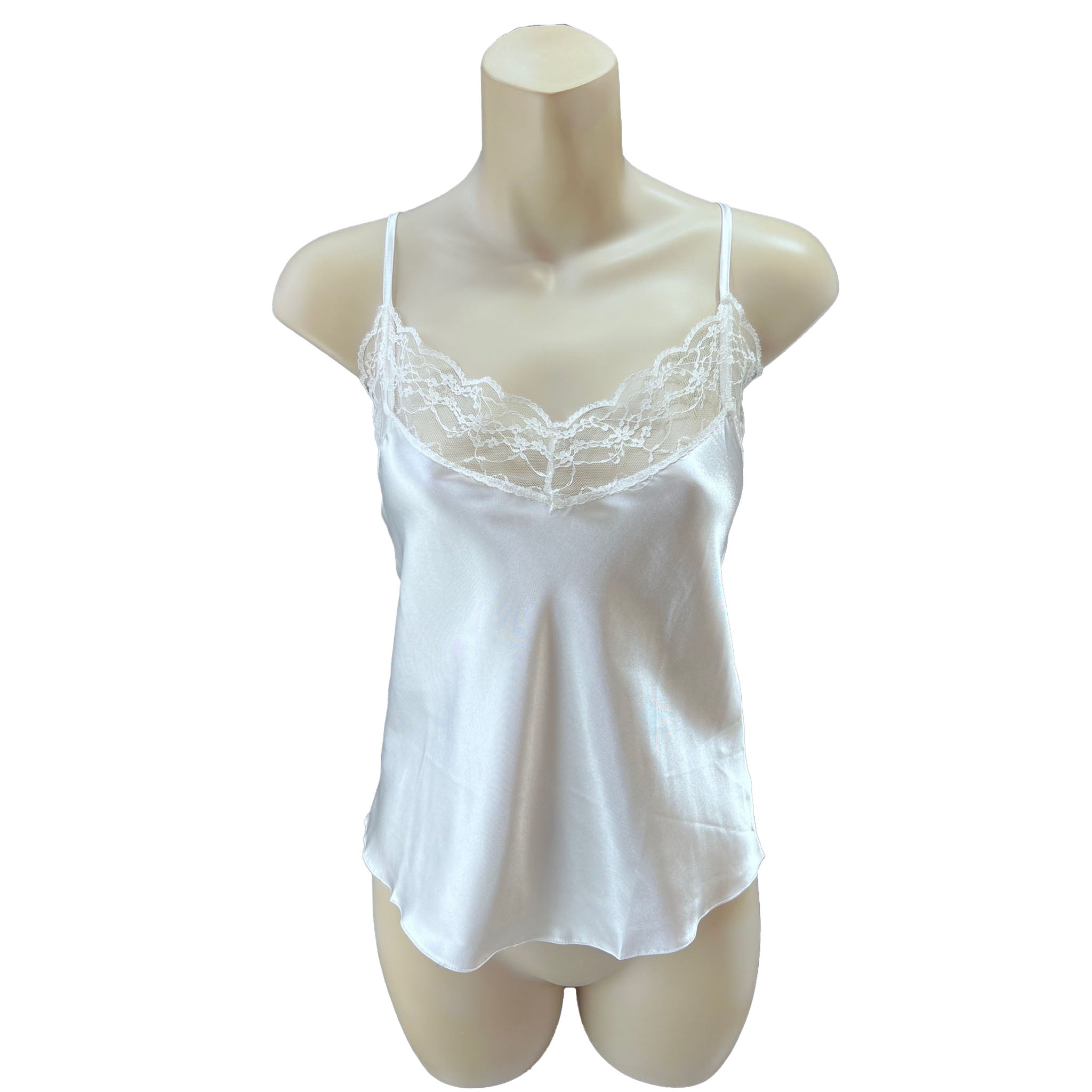 Ivory White Sexy Satin Lace Cami Camisole Vest Top Negligee