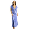 long full length silky shiny satin and lace chemise nightdress with wide fixed straps in a plain light blue style in UK plus sizes 18, 20, 22, 24, 26, 28,