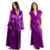 plain fuchsia pink silky shiny satin and lace matching wide strap nightdress and dressing gown robe set which is full length in UK plus sizes 14, 16, 18, 20, 22, 24, 26, 28