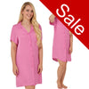 Sale Plain Bright Pink Sexy Satin Nightshirt Short Sleeve Negligee Lingerie