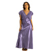 long full length silky shiny satin and lace chemise nightdress with wide fixed straps in a plain lilac purple style in UK plus sizes 10, 12, 14, 16, 18, 20, 22, 24, 26, 28,