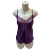 plain purple silky shiny satin and lace cami camisole top with adjustable straps in UK plus size 8, 12, 14, 16, 18, 20, 22, 24, 26, 28, 30, 32, 34, 36, 38