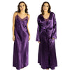 plain purple shiny silky satin and lace long chemise with a wrap which is cuddleskin satin which is lined with brushed cotton for warmth. In uk sizes 12, 14, 16, 18, 20, 22. 
