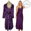 plain purple shiny silky satin and lace long chemise with a wrap which is cuddleskin satin which is lined with brushed cotton for warmth. In uk sizes 12, 14, 16, 18, 20, 22. 