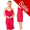 Sale Plain Red Sexy Crushed Satin Chemise Nightie Full Slip Vee Neck PLUS SIZE
