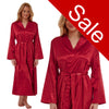 Sale Long Full Length Sexy Satin Wrap Bathrobe Plain Red