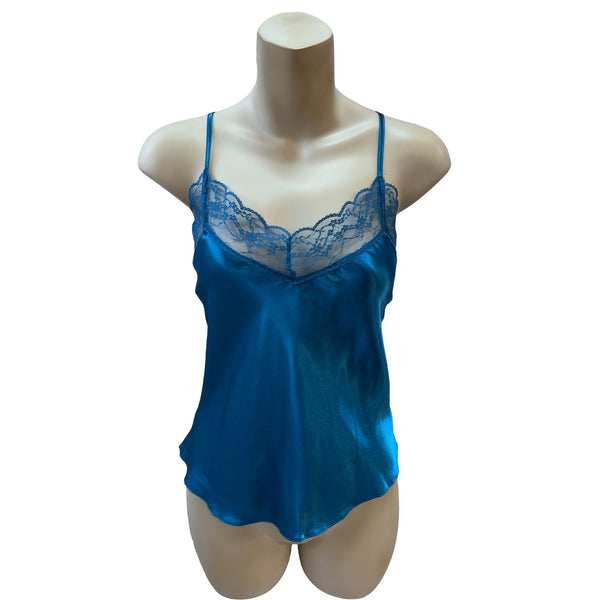 Teal Blue Sexy Satin Lace Cami Top Negligee Lingerie PLUS SIZE