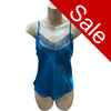 Sale Teal Blue Sexy Satin & Lace Cami Top with Adjustable Straps