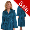 Sale Long Full Length Sexy Satin Wrap Bathrobe Plain Teal Blue