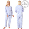 Buy ladies purple blue leopard print 100% brushed cotton pyjama set winceyette flannelette in UK sizes 12-14, 16-18, 20-22. Same day dispatch, fast UK delivery!