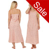 Long full length polka dot spot long chemise, nightdress with string adjustable straps in peachy pink in UK plus sizes 12, 14, 16, 18, 20, 22, 24, 26, 28, 30, 32, 34