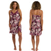 Claret red oversize bloom floral print silky shiny satin chemise, nightie which is knee length with adjustable straps and a vee neck detail in UK plus sizes 16, 18, 20, 22,