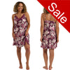 Claret red oversize bloom floral print silky shiny satin chemise, nightie which is knee length with adjustable straps and a vee neck detail in UK sizes 8, 10