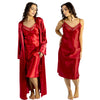 plain bright red shiny silky satin and lace  chemise with a wrap which is cuddleskin satin which is lined with brushed cotton for warmth. In uk sizes 12, 14, 16, 18, 20, 22, 24, 26