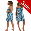 Teal oversize bloom floral print silky shiny satin chemise, nightie which is knee length with adjustable straps and a vee neck detail in UK sizes 8, 10