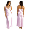 long full length silky shiny satin and lace chemise, nightdress with wide straps which are adjustable at the back in plain baby pastel pink in UK plus sizes 12, 14, 16, 18, 20, 22, 24, 26, 28, 30, 32, 34, 36, 38