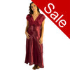 long full length silky shiny satin and lace chemise nightdress with wide fixed straps in a plain burgundy red style in UK plus sizes 14, 16, 18, 20, 
