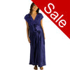 long full length silky shiny satin and lace chemise nightdress with wide fixed straps in a plain navy blue style in UK sizes 10, 12
