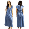 long full length silky shiny satin and lace chemise nightdress with wide fixed straps in a plain powder blue style in UK plus sizes 10, 12, 14, 16, 18, 20, 22, 24, 26, 28,