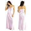 long full length silky shiny satin and lace chemise nightdress with string adjustable straps in plain pink in UK plus sizes 16, 18, 20, 22, 24, 26, 28, 30, 32, 34, 36, 38