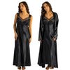 plain black shiny silky satin and lace long chemise with a wrap which is cuddleskin satin which is lined with brushed cotton for warmth. In uk sizes 12, 14, 16, 18, 20, 22, 24, 26. 