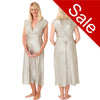 Sale Plain Gold Beige Wide Strap Full Length Long Sexy Satin Nightdress Negligee