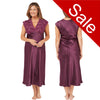 Sale Plain Mulberry Purple Wide Strap Full Length Long Sexy Satin Nightdress Negligee Lingerie