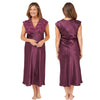 Plain Mulberry Purple Wide Strap Full Length Long Sexy Satin Nightdress Negligee Lingerie PLUS SIZE