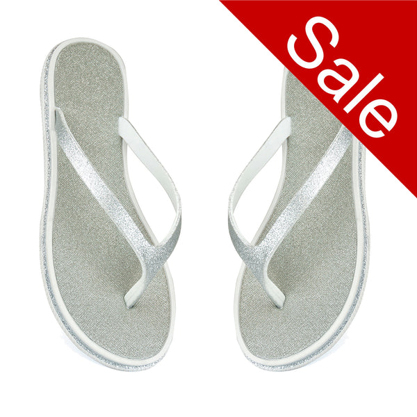 Sale Silver Sparkle Toe Posts Flip Flops Beach Sandals