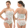 ladies halterneck tankini set in an aqua background with a floral ditsy pattern in UK size 10