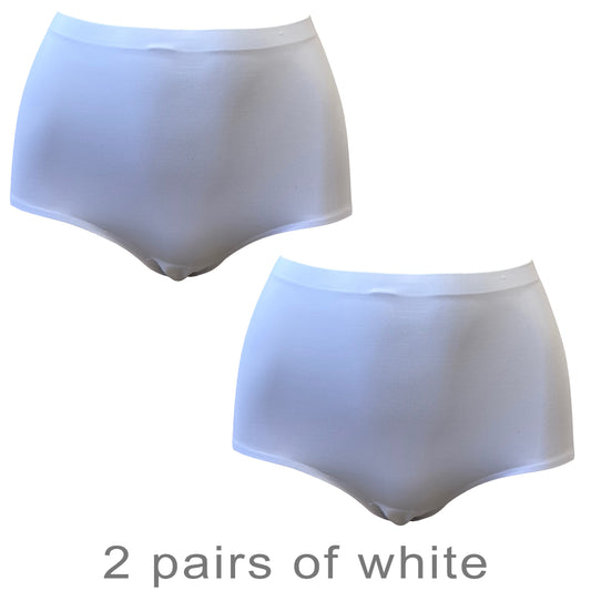 2 Pack Seamless White Brief Knickers NO VPL Seamfree