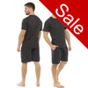 mens plain grey pjs set which have a t shirt top with short sleeves and shorts with an elasticated waist band in sizes medium or large