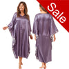 ladies plain lilac purple silky shiny satin and lace full length kimono with full length sleeves trimmed with floral satin in UK sizes 10, 12, 14, 16, 18, 20, 