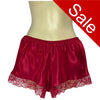 plain red silky shiny satin and lace trim French knickers style shorts in UK plus sizes 8, 10, 12,