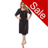 Sale Plain Black Sexy Satin & Lace Short Sleeve Nightdress