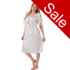 Sale Plain Ivory White Sexy Satin and Lace Short Sleeve Nightdress