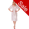 Sale Plain Pastel Pink Sexy Satin and Lace Short Sleeve Nightdress