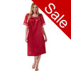 Sale Plain Red Sexy Satin and Lace Short Sleeve Nightdress