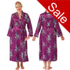 ladies fuchsia pink floral silky shiny satin oriental style full length dressing gown, bathrobe, wrap, kimono with full length sleeves in UK sizes 14, 16, 18, 20