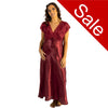 long full length silky shiny satin and lace chemise nightdress with wide fixed straps in a plain burgundy red style in UK plus sizes 14, 16, 18, 20, 