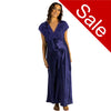 long full length silky shiny satin and lace chemise nightdress with wide fixed straps in a plain navy blue style in UK sizes 10, 12