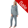 Sale Navy Blue Ikat Heart Pattern Sexy Satin Pyjamas PJs Set