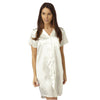 Plain Ivory Satin Nightshirt Short Sleeve Knee Length - Just For You Boutique