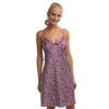Mulberry Purple Daisy Pattern Satin Chemise Adjustable Straps - Just For You Boutique